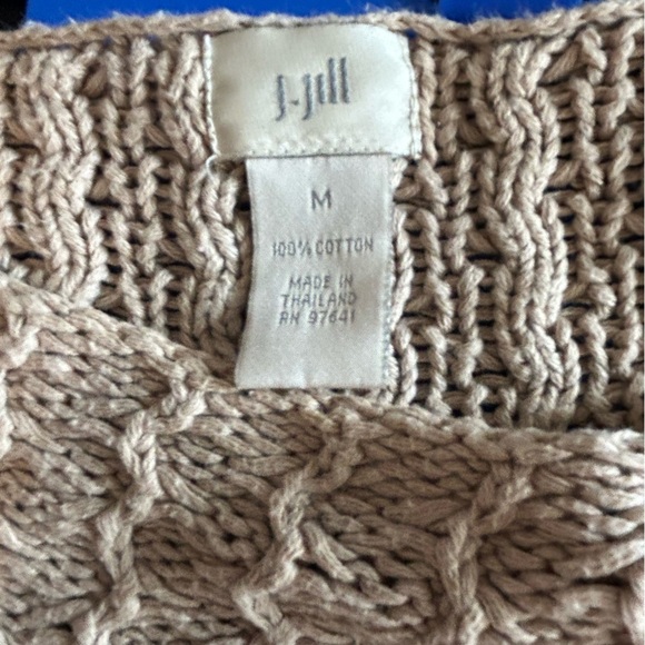 J.Jill Textured Stitch Pullover Sweater 100% Cotton Size Medium - Picture 4 of 6